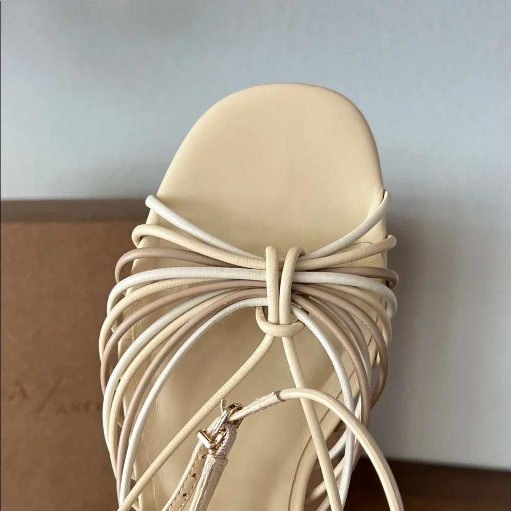 Anthropologie Cream Strappy Heels